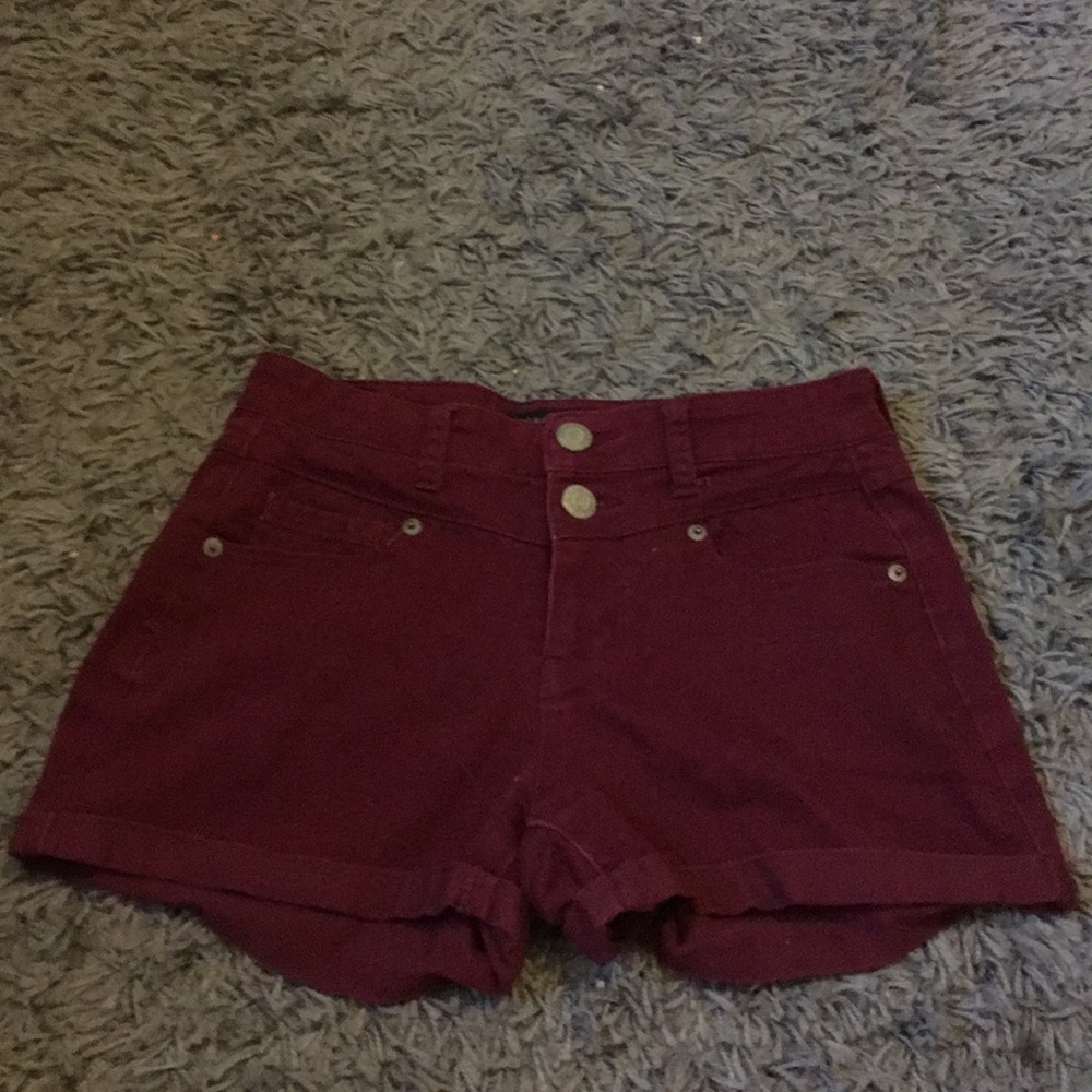 Maroon Jean Shorts